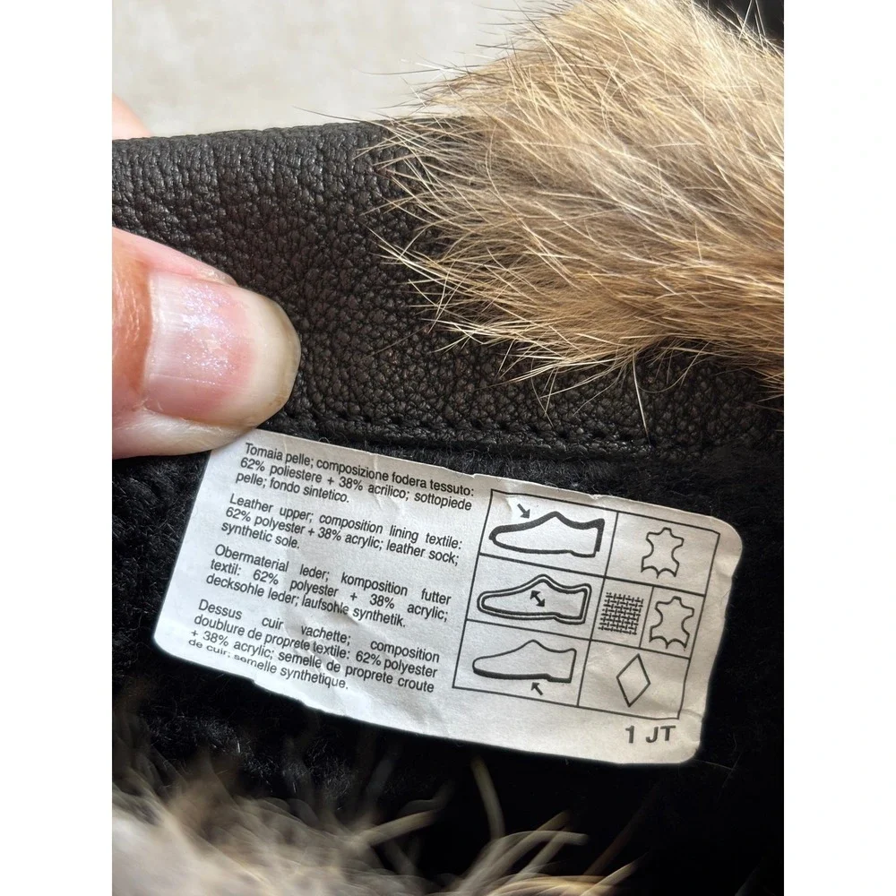 Manas Rabbit Fur Leather Winter Boots 36 Black Après Ski Luxury Boho Gorpcore